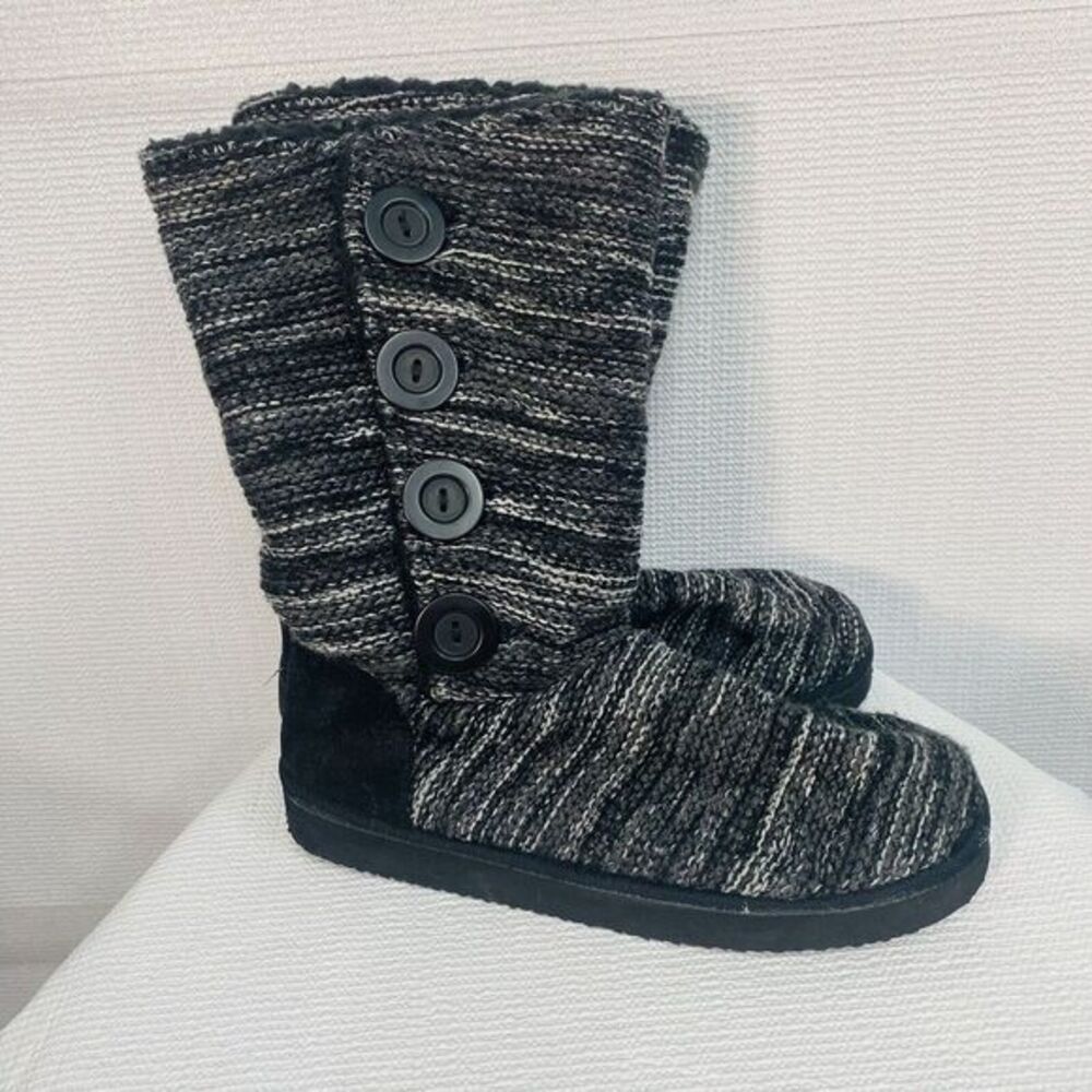 Cushion Walk By Avon Womens 10 Black Sweater Knit Mid Calf Button Up Comfy‎ Boot